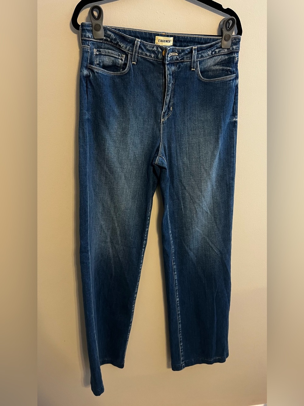L'AGENCE High-Rise Premium Denim Straight Leg Jeans in Medium Wash | Women’s 30